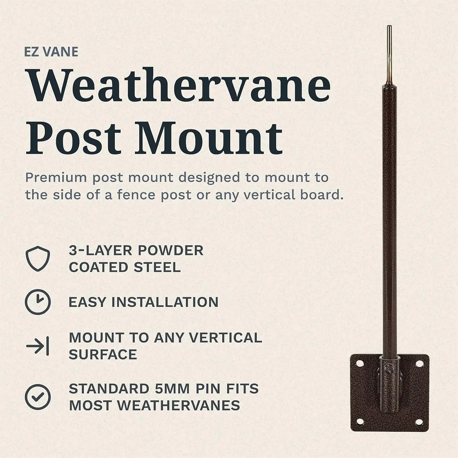 EZ Vane Steel Lighthouse Weathervane with Wind Cups, Post Mount