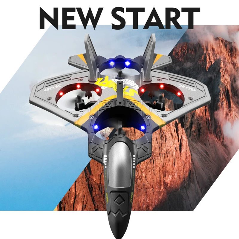 Jet da caccia telecomandato - Aereo RC da 2,4 GHz, drone aliante in schiuma con 2 batterie, giocattoli facili da volare per bambini, ragazzi, principianti