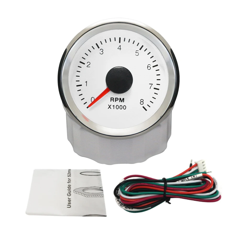 ELING 0-4000RPM 0-8000RPM 52mm WiFi Tachometer for Generator UTV ATV Programmable Rev Counter White Yellow Backlight