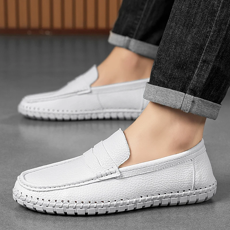 

Повседневная мужская обувь Penny Loafers Кожаные мужские мокасины Большой размер 45 46 47 Мужская обувь ручной работы без шнуровки на плоской подошве Кроссовки