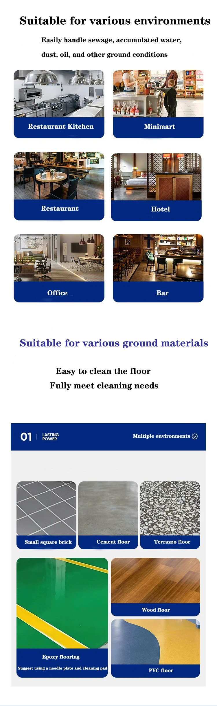 K6 New Walk-Behind Office Cleaning Machine Electrical Cordless Orbital Dual-brushes Floor Scrubber