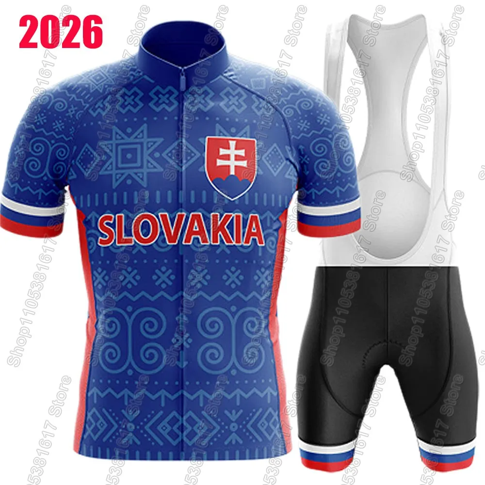 

Slovakia National Cycling Jersey Set 2026 Blue Short Sleeve Clothing Road Bike Shirts Suit Bicycle Bib Shorts MTB Ropa Maillot
