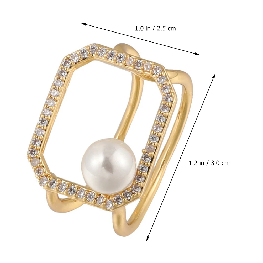 

Pearls Ring Vintage Stainless Steel Adjustable Rhinestone Women Ring for Evening Party Daily Wear Wedding Prom Homecoming
