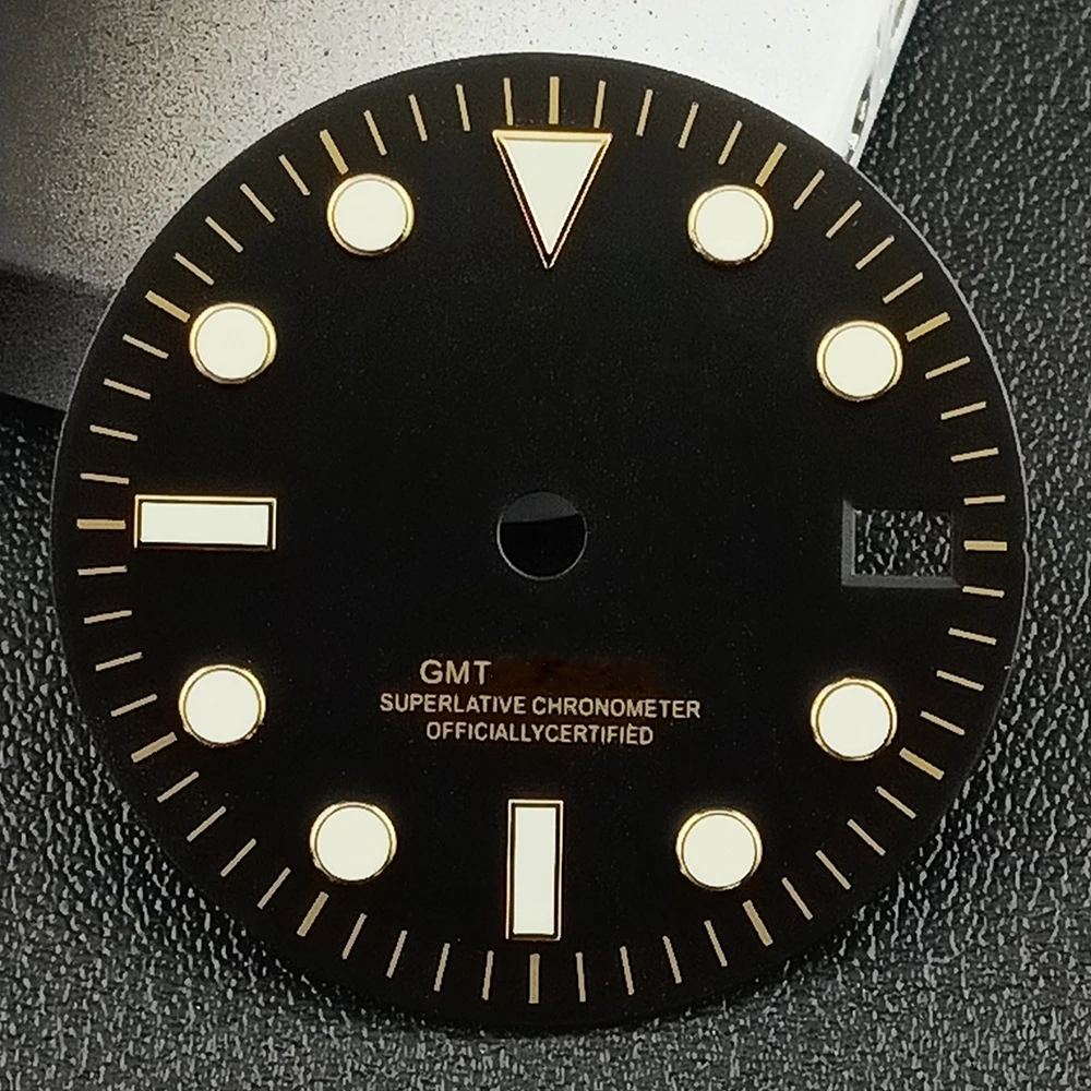 

Мужские часы с циферблатом NH34, индивидуальный логотип, зеленый светящийся циферблат 28,5 мм, подходит для аксессуаров для часов с механизмом NH34