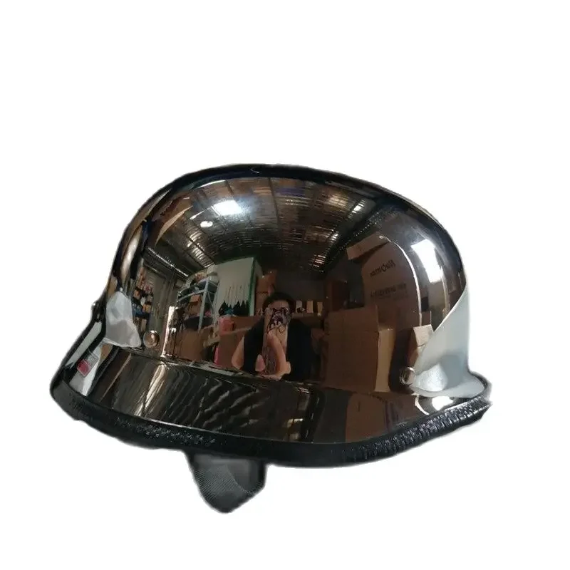 

German Leather Style Open Face Motorcycle Helmet, Retro Half Helmet, Cruise Chopper Biker, DOT S