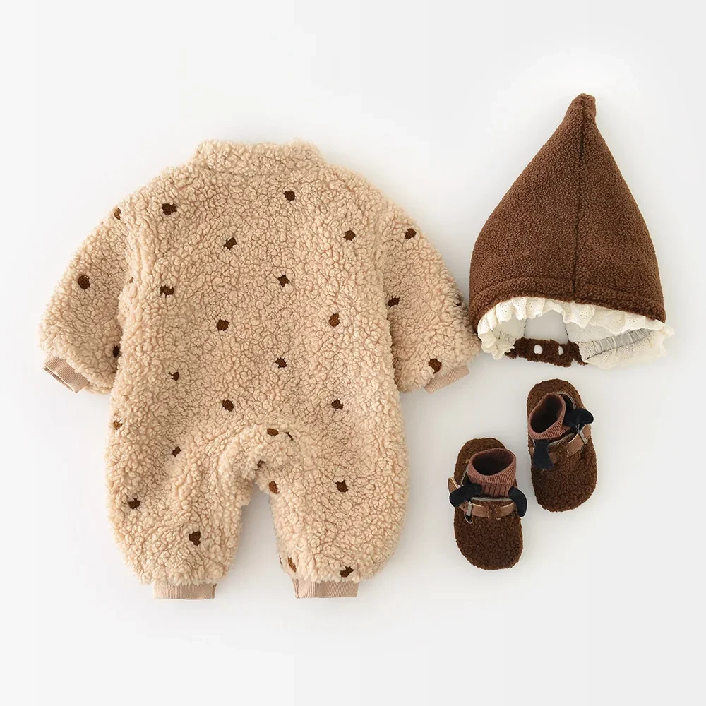 الكورية أزياء الوليد السروال القصير طفلة الشتاء نيسيي سميكة غامض زهرة حللا مع قبعة #2