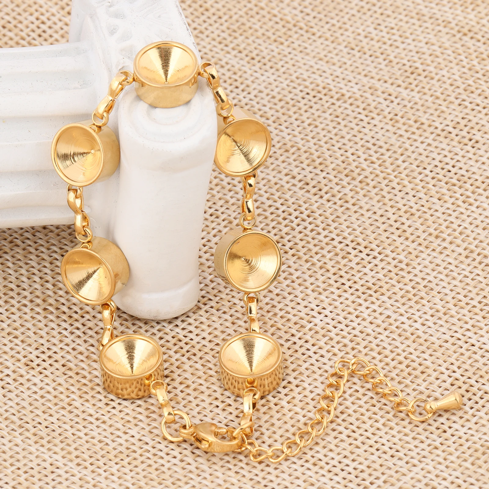 2pcs Stainless Steel Gold Plated Bracelet Base Setting Blanks For Ss39 Crystal Stones Diy Jewelry Making Accessories view 5