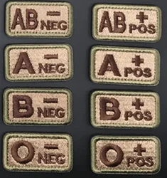 Army Green Blood Type Embroidery Patch Hook&loop Medic Badge ABO POS NEG Label 8 Blood Groups Sign for Tactical Backpack Casque