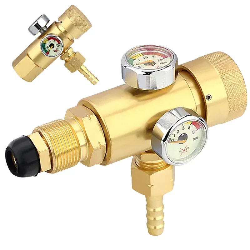 Shockproof Oxygen Regulator Pressure Gauge Copper Dual Gauge Valve for Propane Butane Gas Cylinder Connector Safety Use