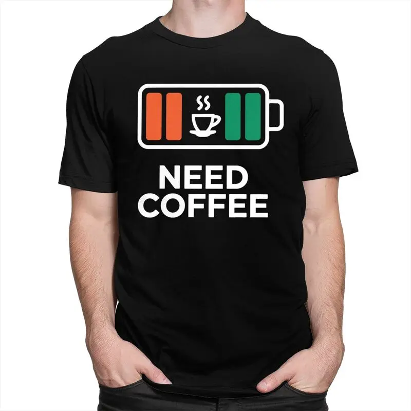 Custom I Need Coffee T Shirt for Men 100% Cotton Tshirt Tee Short Sleeves T-shirt Loose Fit