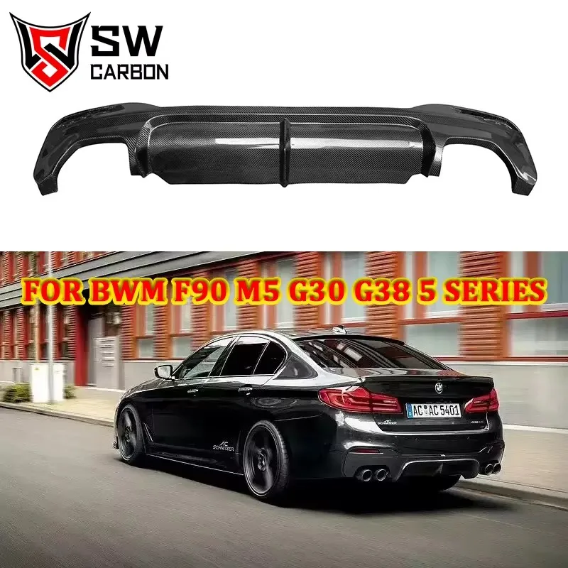 Carbon Fiber AC Style Rear Diffuser for BMW G30 G38 5 Series 540i 530i 2017-2022 Rear Bumper Lip Under Spoiler Splitter Body Kit