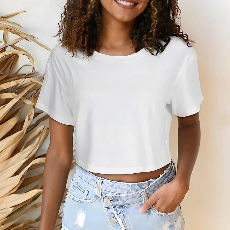 القطن بلون المرأة قصيرة الأكمام الرقص الجري الملابس اليوغا اللياقة البدنية المحاصيل الأعلى السرة جديد الرياضة تي شيرت فضفاض الصالة الرياضية تجريب المحملة #4