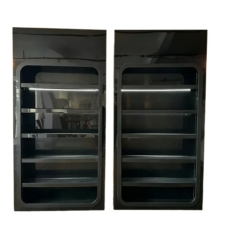Customized 6-story champagne rack black PVC wall mounted display rack for event decoration