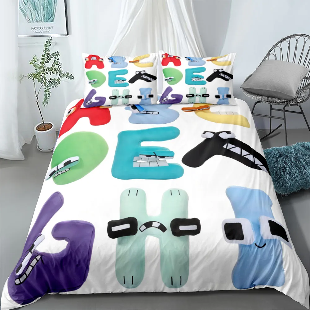 Alphabet Letters Duvet Cover Set EU Single Double King US Twin Full Queen Size  Bedclothes