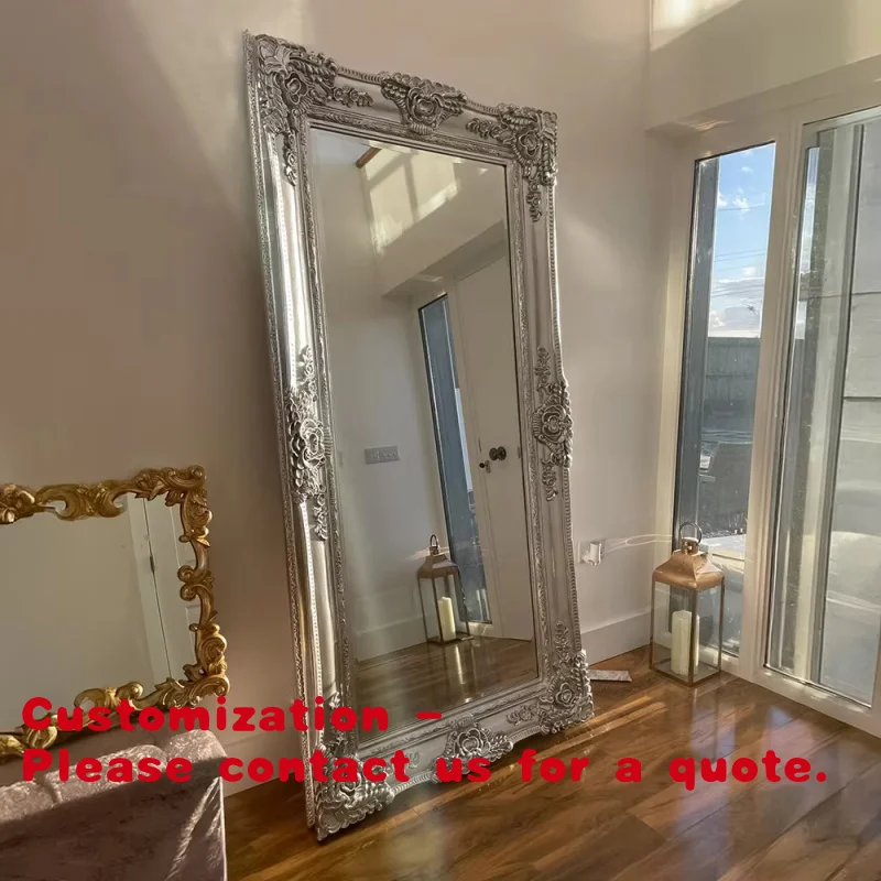 

Customize.Homco Full Length Square Vintage Gold Mirror Ornate Louise Style Decorative Beveled Mirror Living Room