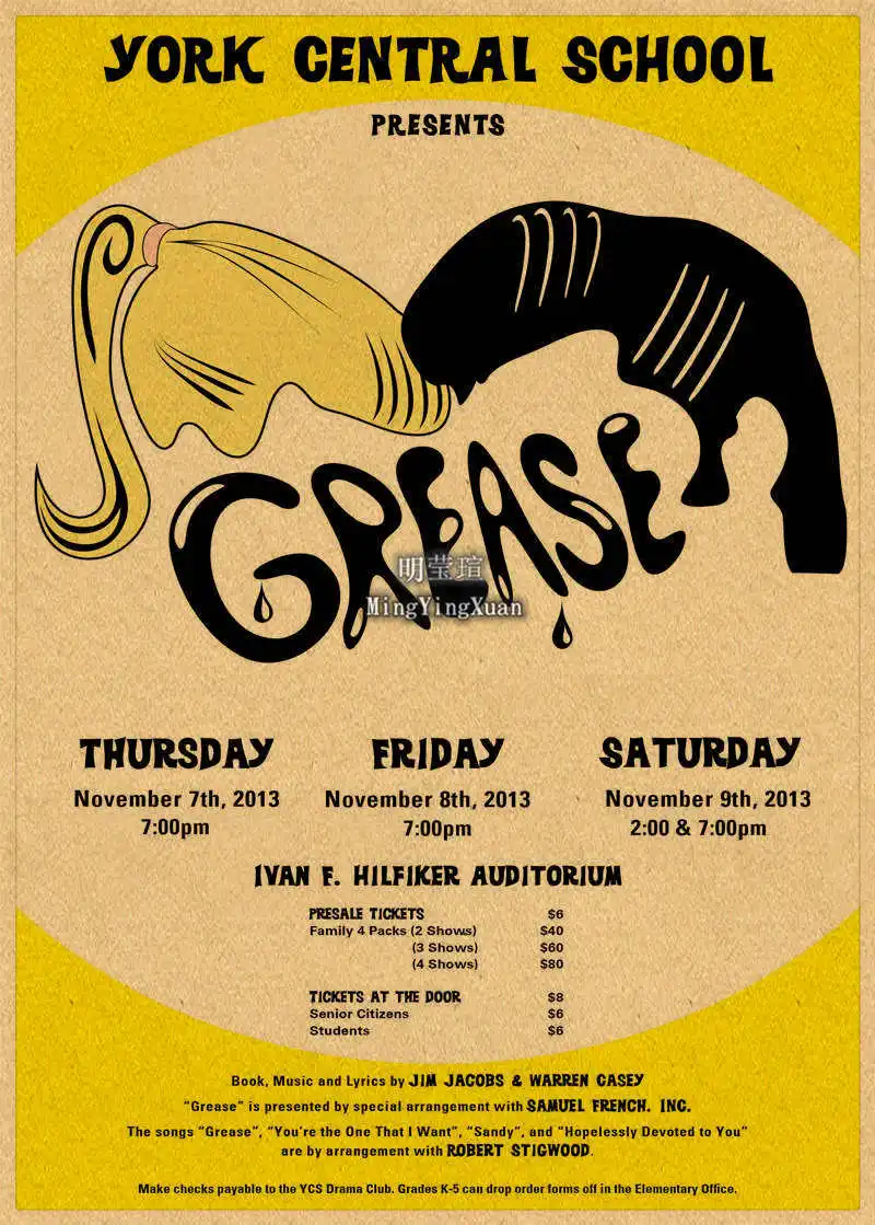 grease movie poster 1978 Vintage Retro Kraft Paper Poster Wall Sticker Poster Home Decor, wall decor gift