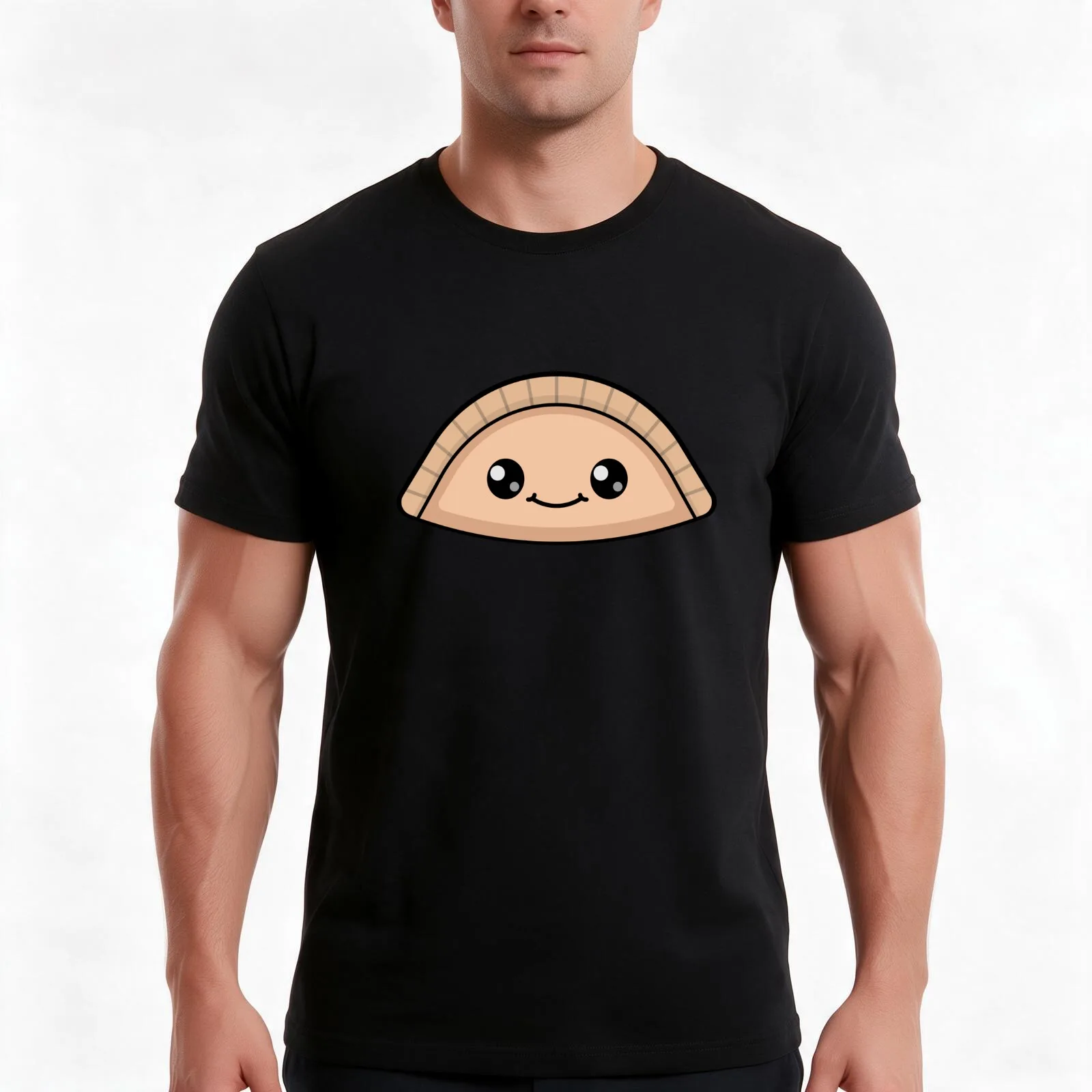 Happy Empanada T-Shirt, Summer Casual Cotton Tee, Oversized Streetwear Tops, Vintage Graphic Print, Loose Fit Short Sleeve