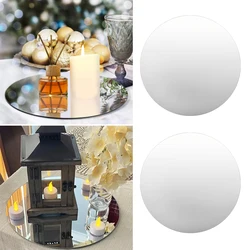 20cm Round Acrylic Mirror Tray Circle Mirror Candle Plates Table Decor for Wedding Baby Shower Birthday Party Centerpieces Decor