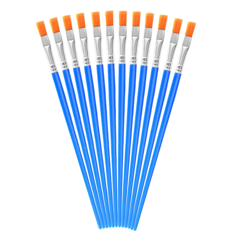 12pcs plastic rod digital oil painting brushes, nylon outlining brushes, flat head brushes, and special brushes for colorin
