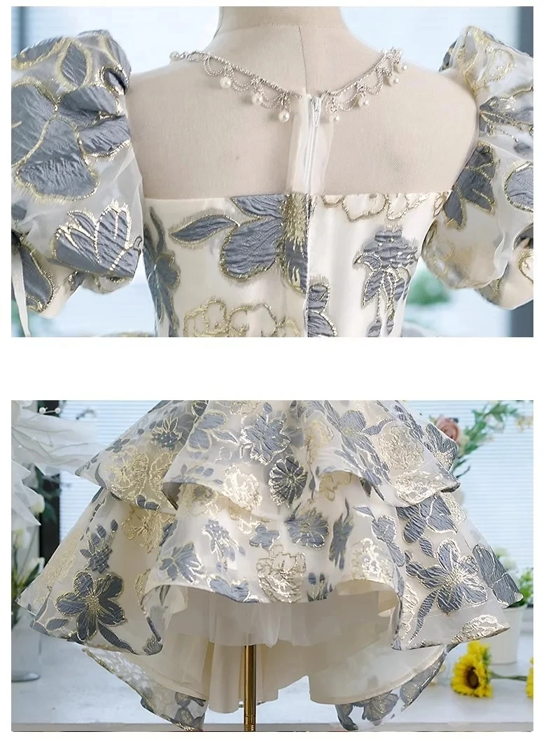 Vestido de lantejoula tutu feminino, vestido florido para festa de casamento, vestidos formais de gala, roupas de primeiro aniversário, criança, 24m, novo, 2022