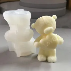 Bear Hug Love Candle Silicone Mold 3D Bear Soap Plaster Crafts Resin Cement Clay Mold Handmade Candle Making Supplies Home Gifts