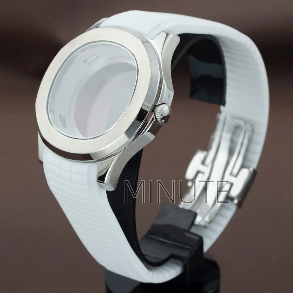 

For Aquanaut Nautilus Mod NH35 Case Rubber Bracelet Stainless Steel Sapphire Crystal Fit NH34/NH35/NH36/NH38 Movement 30mm Dial