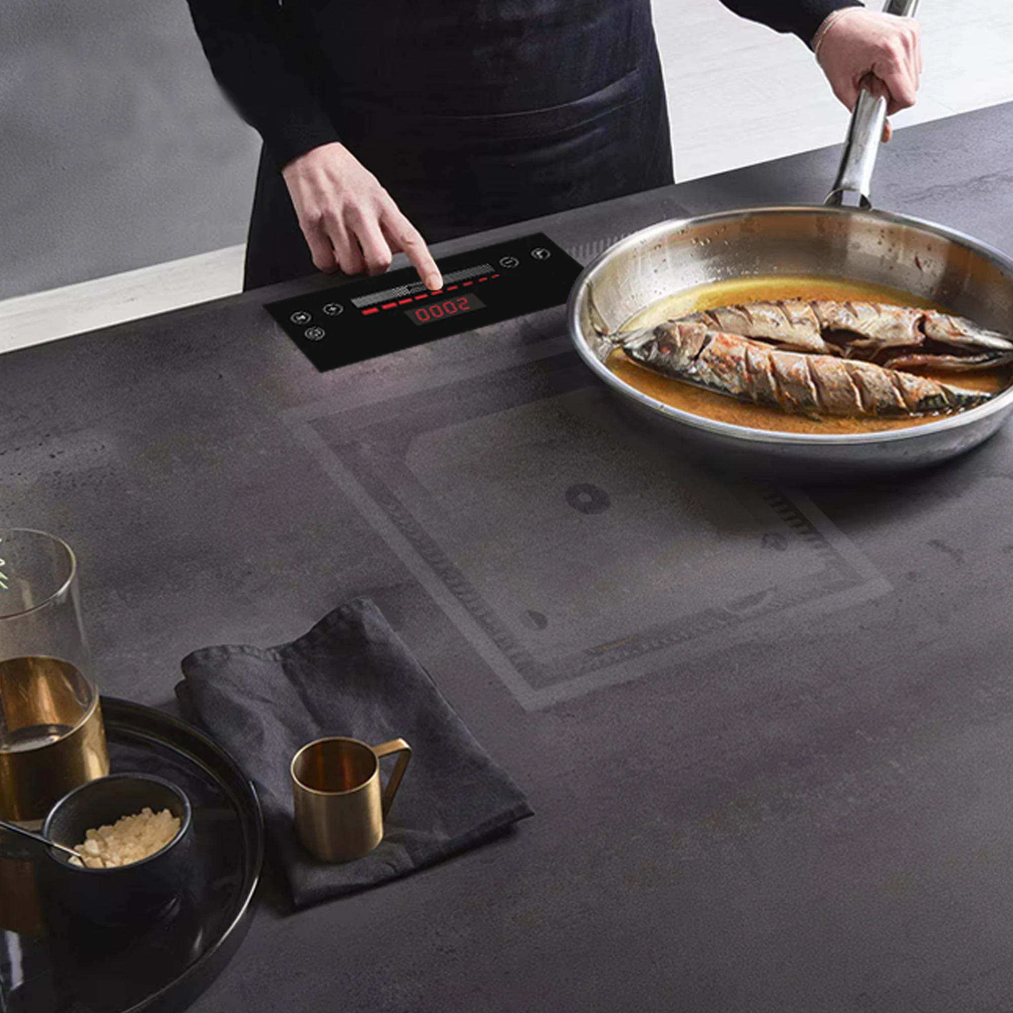 Hidden Induction Cooker Base on the Countertop 4 Burner Under Granite Quartz Marble Stone Stove Invisible Induction Cooktop RUHO