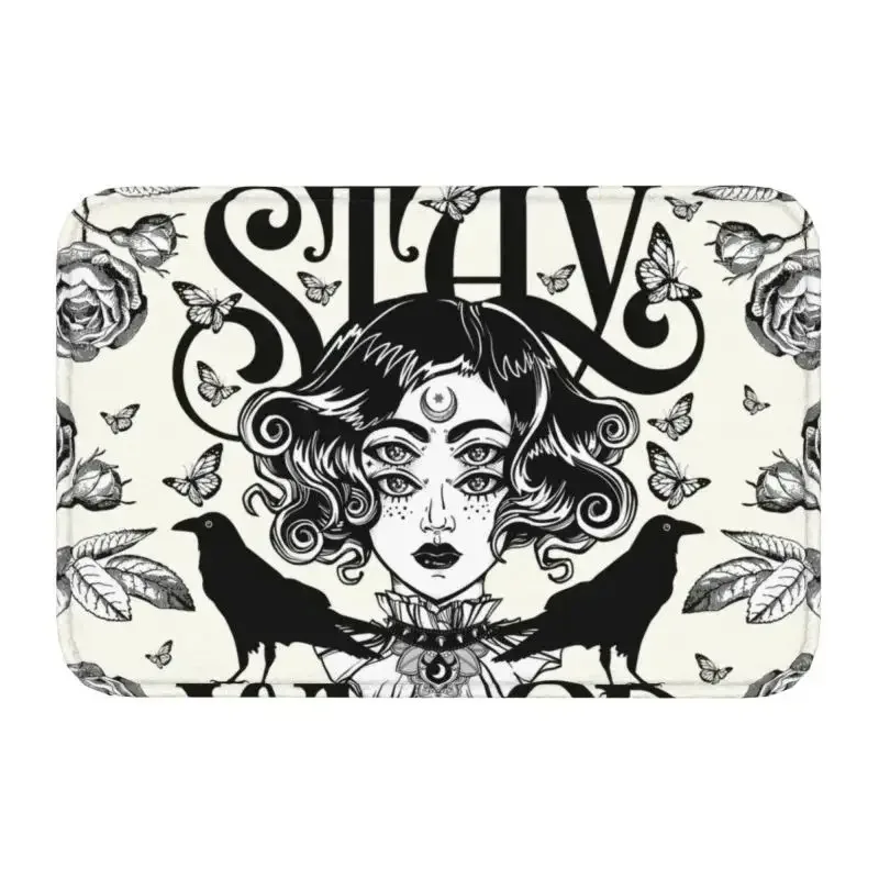 Skull Damask Pattern Doormat Non-Slip Entrance Bathroom Kitchen Door Floor Mat Halloween Witch Goth Occult Toilet Carpet