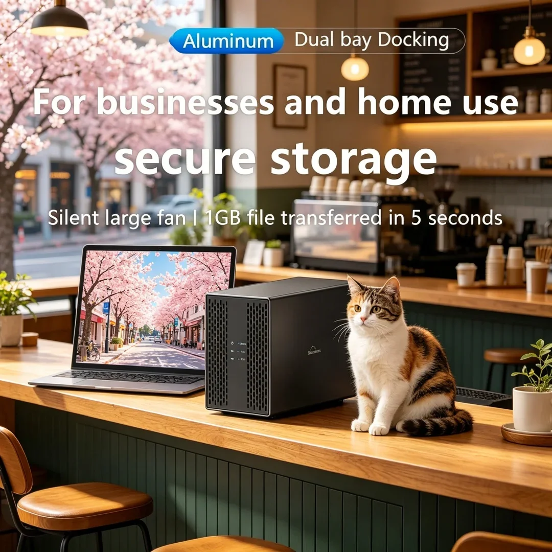 

Sleek Dual Bay Shell Heat Dissipation 3.5 USB 3.0 External Type C Dual Hard Drive Enclosure Elite SATA Array Box Rugged HDD