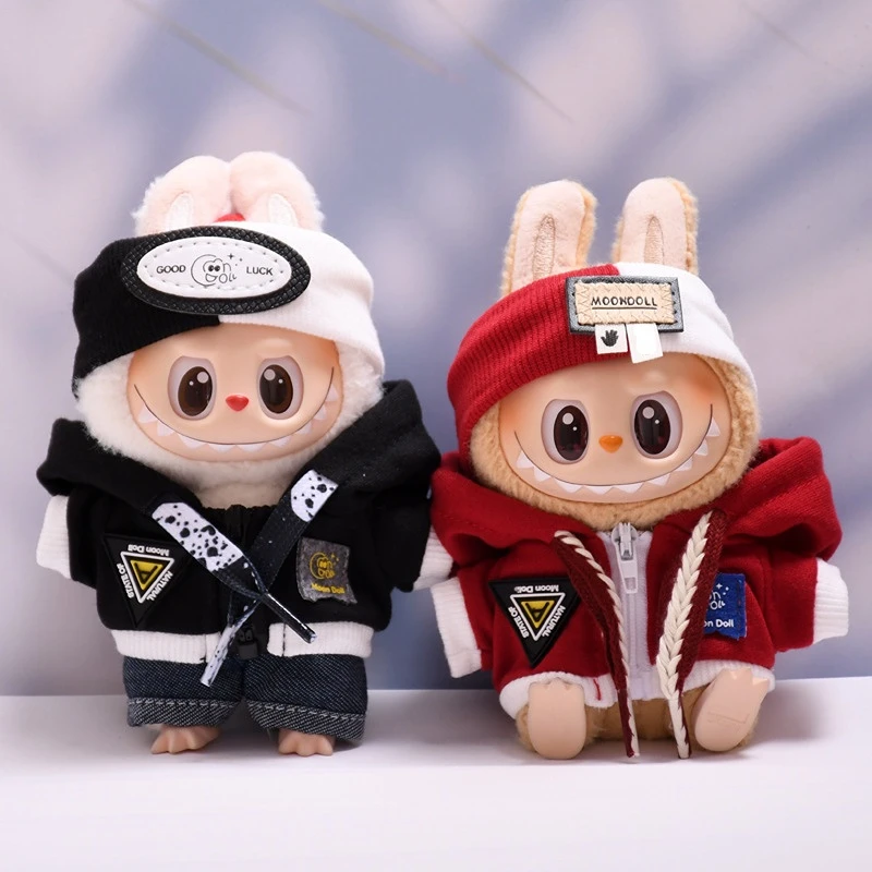 

17cm Labubu 1-3 Gen Doll Outfits | Trendy Hoodie & Jeans Set | Clothes for Labubu Pendants Accessories