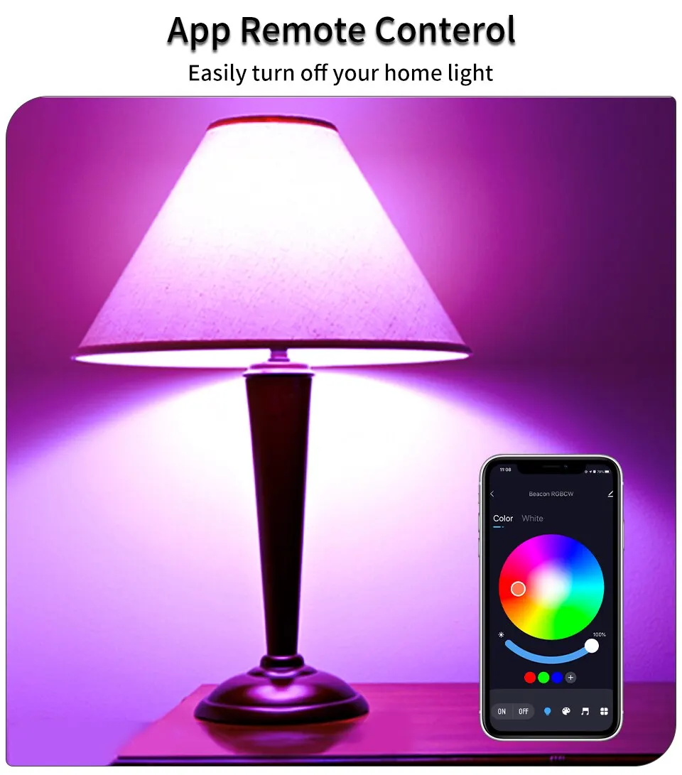 E27 LED Smart Bulb WiFi Tuya Smart Life APP Control Dimmable 15W 18W RGB+CW+WW Light Bulb For Home Bedroom Hotel Bar Party Decor