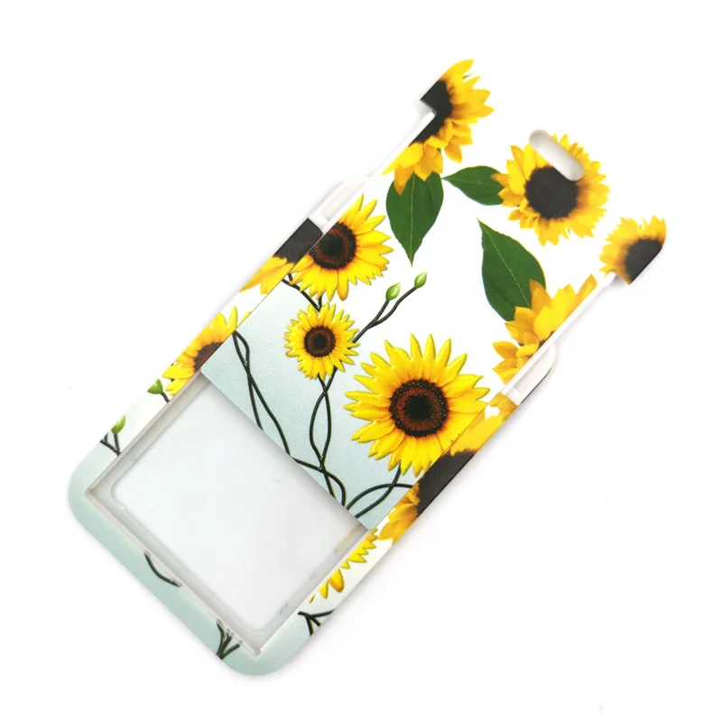 Tarjeta de identificación Horizontal con flores de girasoles, soporte para tarjetas con nombre de trabajo para estudiantes, insignia de gimnasio, soporte para niños, accesorios de joyería, decoraciones