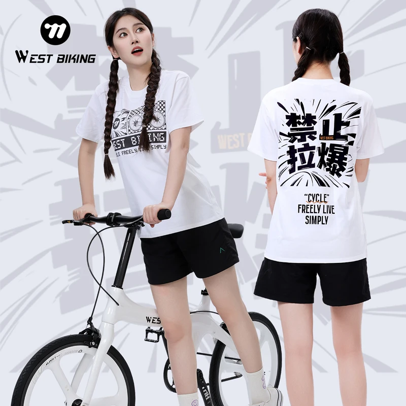 

Футболка WEST BIKING в культурном стиле, 100% хлопок, велосипедная одежда, велосипедная рубашка унисекс с круглым вырезом, дышащая влагопоглощающая футболка