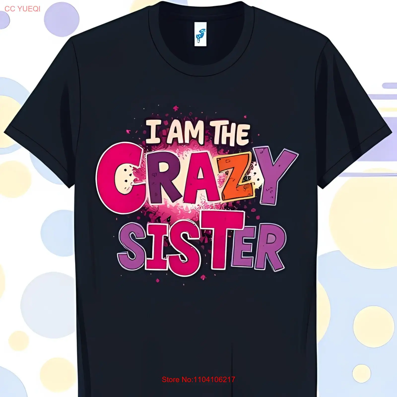 

Colorful 'I Am the Sister' Graphic Black T-Shirt for Fun Style