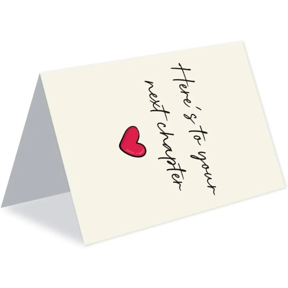 "Here's to Your Next Chapter" Greeting Card | Minimalist Heart Design Card with Red Envelope | For Retirement, Graduation & New - view 6