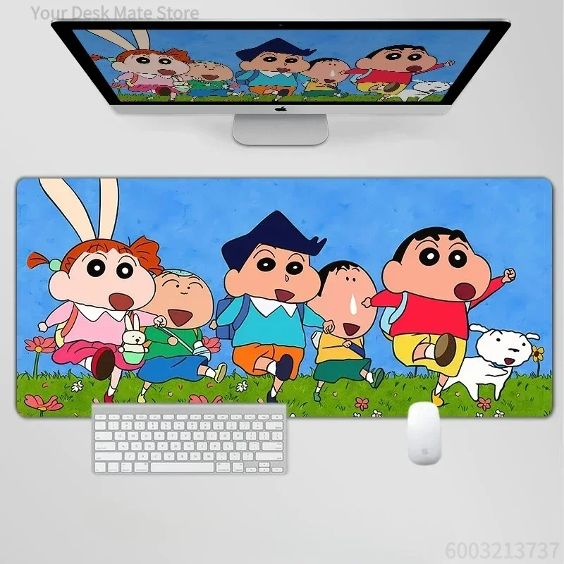 Anime Crayon Shin‑chan Large Mousepad, Rubber Non‑Slip Stitched Edges Desk Mat, Cute Cartoon Character Extended Keyboard Mouse P 5