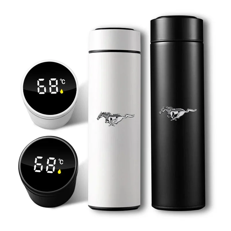 500ml Smart LED Temperature Display Car Portable Thermos Cup car Styling For Ford Mustang Universal Big Size Mustang Shelby GT