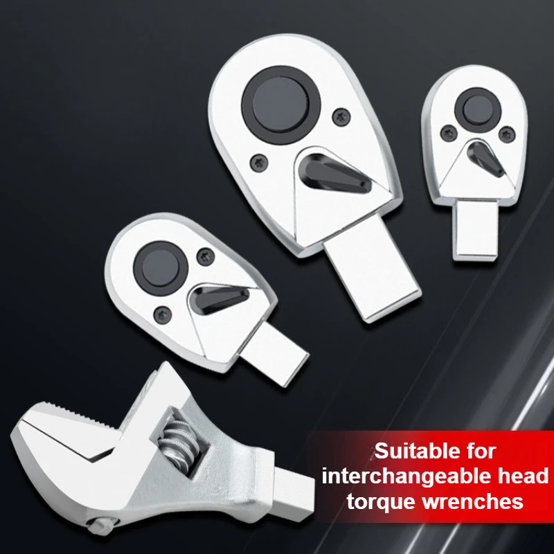 Torque Wrench Insert Head 1/4 3/8 1/2 Ratchet Head Adjustable Wrench Heads Accessories Adjustable Opening Fixed Plug Heads