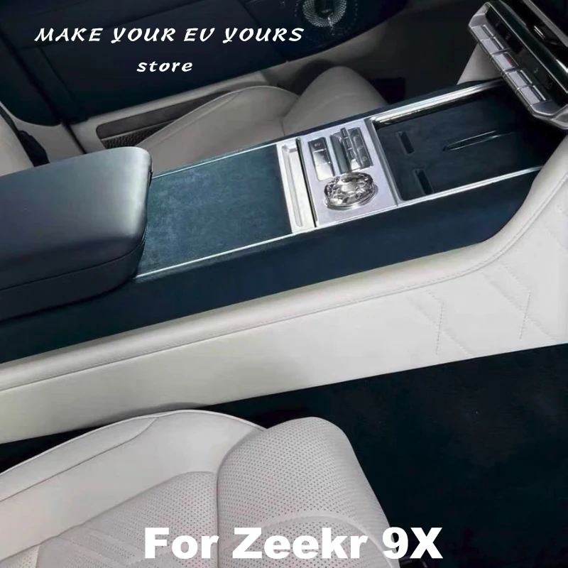 

For Zeekr 9X 2025 2026 Center Console Peach Wood Panel Suede Decorative Protective Sticker Interior Accessories