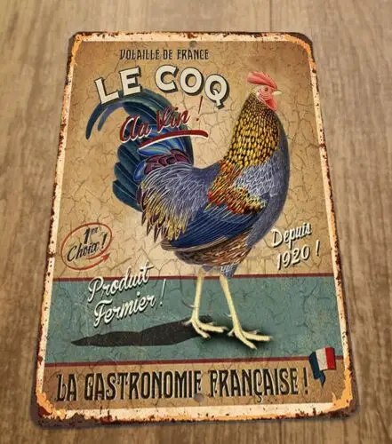 Volaille de france le coq französische Henne Huhn 8x12 Metall wand Tier Zeichen