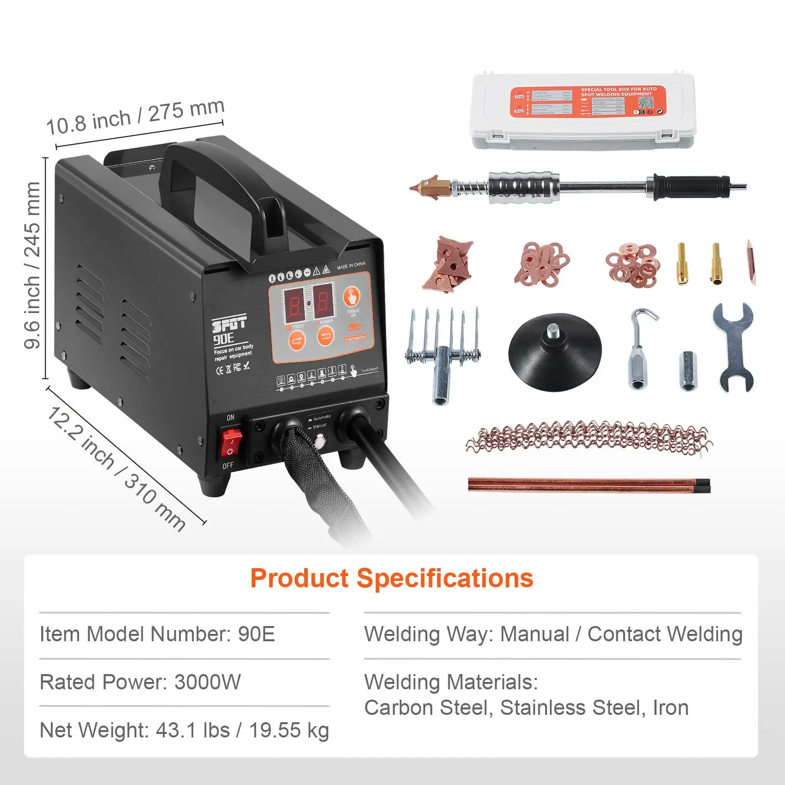 Stud Welder Dent Repair Kit, 220V 3KW Spot Welder Dent Puller with Auto/Manual Welding & 7 Versatile Modes, Auto Body Spot Welding Dent Puller Machine for car , Truck Dent Repair