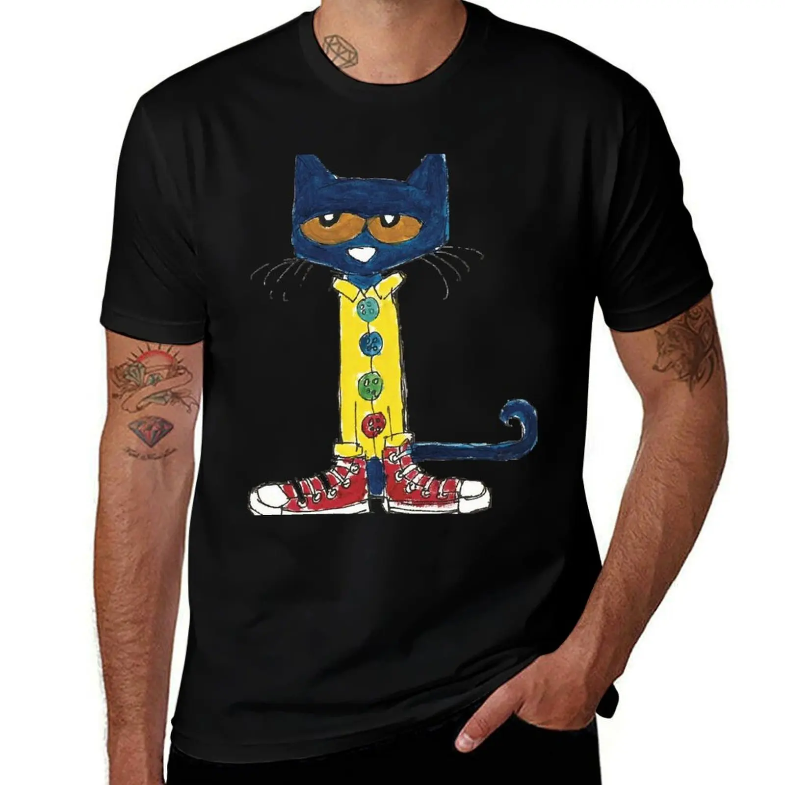

Футболка Pete the Cat, мужская футболка, хлопковая футболка высокого качества, мужская однотонная футболка