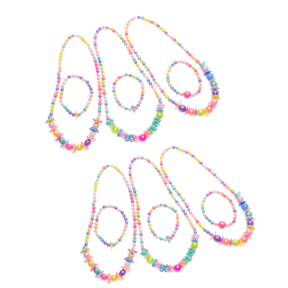 

3 set Children Jewelry Set Kids Colorful Beads Necklace Bracelet Creative Jewelry Decoration For Girls Party Gift Fine