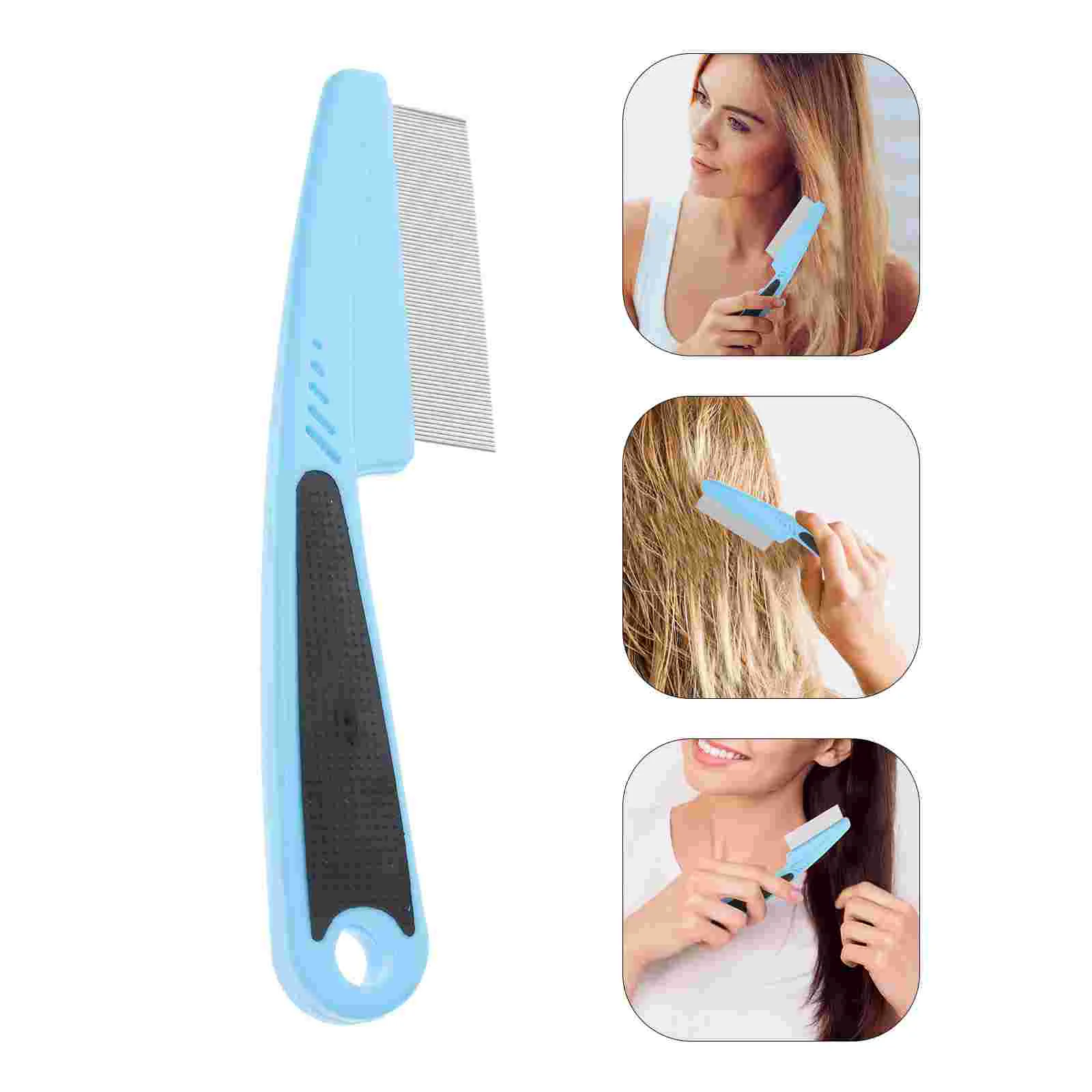 2 Pcs Pets Stainless Steel Fine Tooth Comb for Dandruff Metal Hair Pick Scalp Remover Blue Small Child