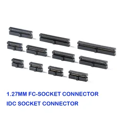 5 uds conector IDC hembra 1,27 MM paso 6 8 10 12 14 16 20 24 26 30 34 40 44 50 60 68 80 Pin conector para Cable 0,635 MM