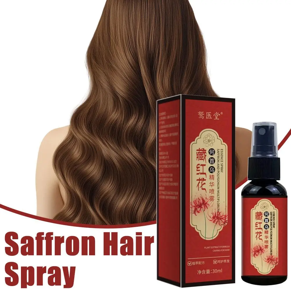 

White Hair Treatment Natural Herbal Saffron Essence Spray Polygonum Multiflorum Extract Black Hair Serum Effective Results