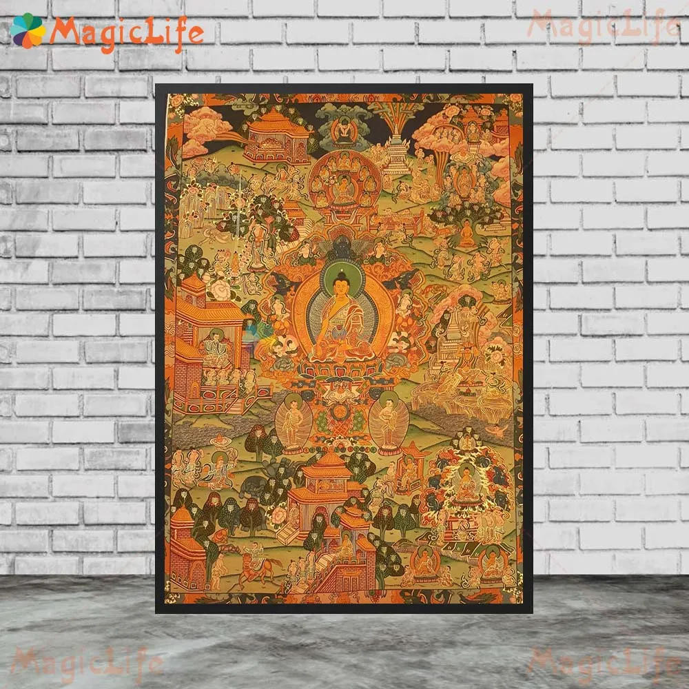 Buddha Life Wheel of Life Sakyamuni Bodhisattva Buddhism Wall Pictures For Living Room Poster Wall Art Canvas Painting Unframed