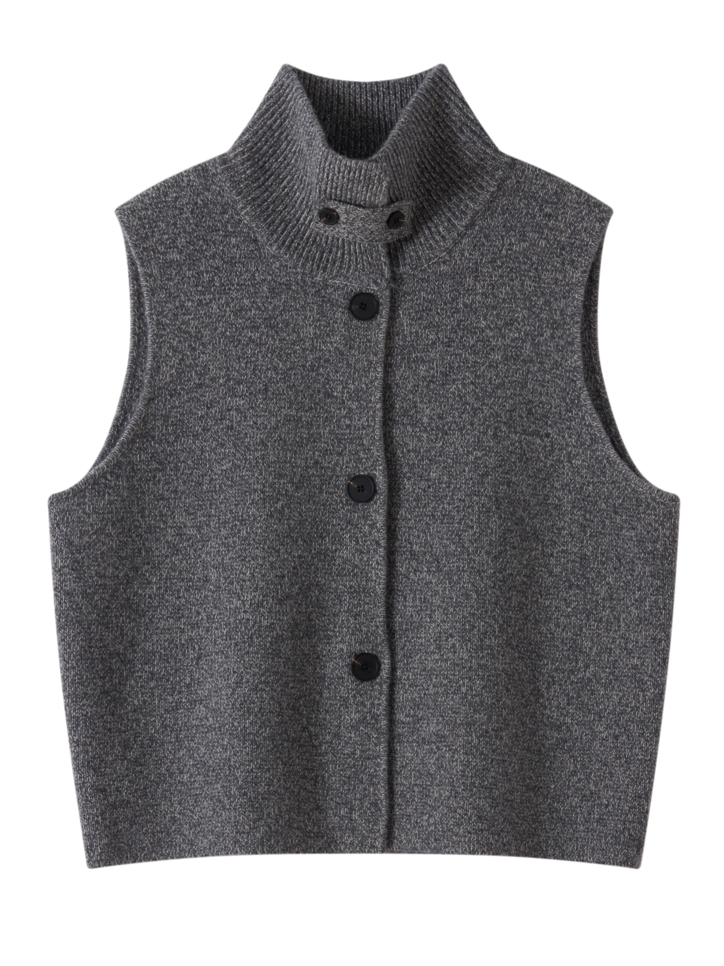 

Новый осенне-зимний женский вязаный шерстяной жилет с высоким воротником в стиле ретро, модный, для многослойных образов, кардиган