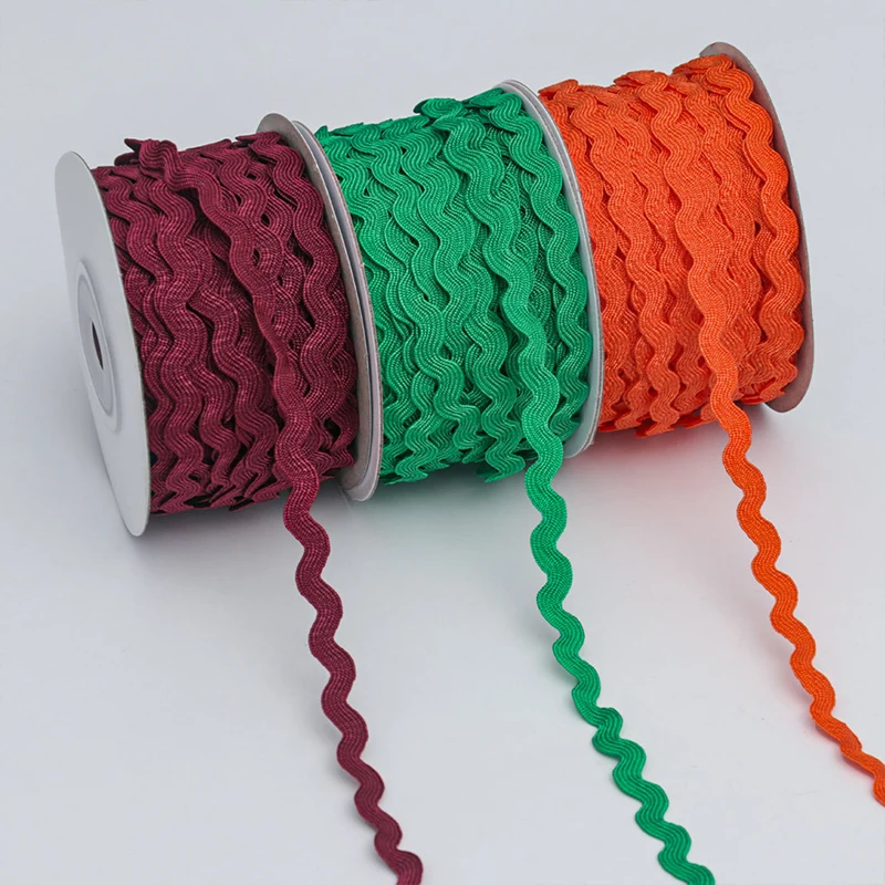 

4 Roll Colorful Lace Trim Ribbon 5mm Width Wave Sewing Bending Fringe Trim For Diy Sewing Clothing Hat Curtain Decor Accessories