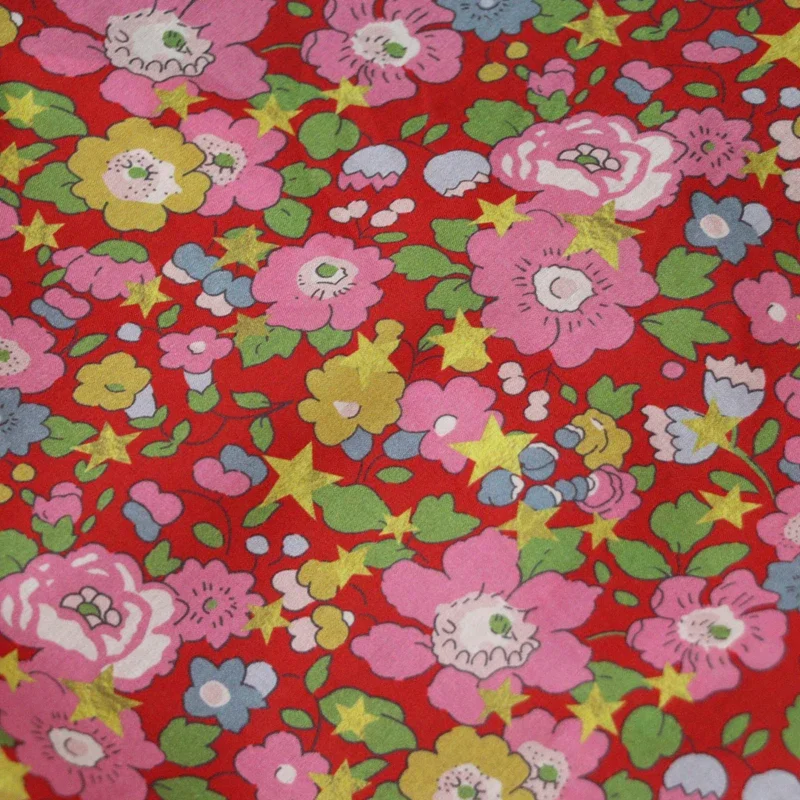 Betsy Star Floral 100% Cotton 80S Like Liberty Fabric Digital Printed For Sewing Cloth Dress Skirt Kids Designer Poplin Tela